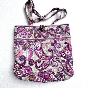 VERA BRADLEY Paisley Meets Plaid Shoulder Bag Villager Tote Pink Quilted Floral